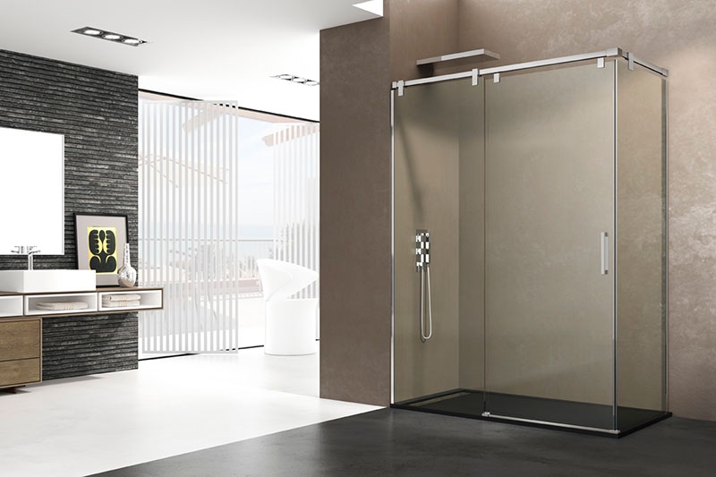 Mampara acero frontal lateral GME Futura Cristal Transparente