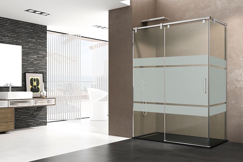 Mampara acero frontal lateral GME Futura Serigrafia Frost Plus