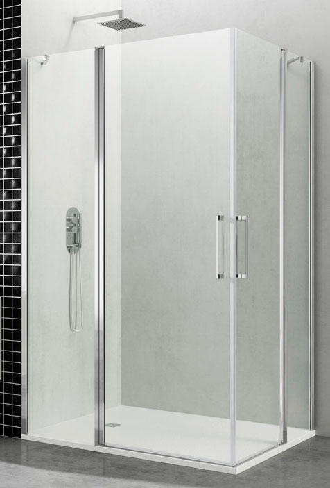 Mampara de ducha angular 2 puertas abatibles + 2 fijos Open Combi H