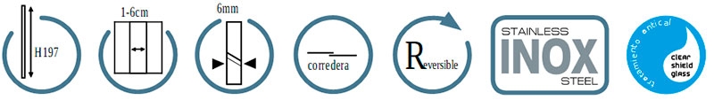 Características Mampara rectangular con lateral fijo en inox Rotary