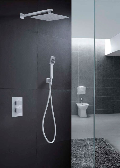 Conjunto ducha termostática empotrada Cies Blanco