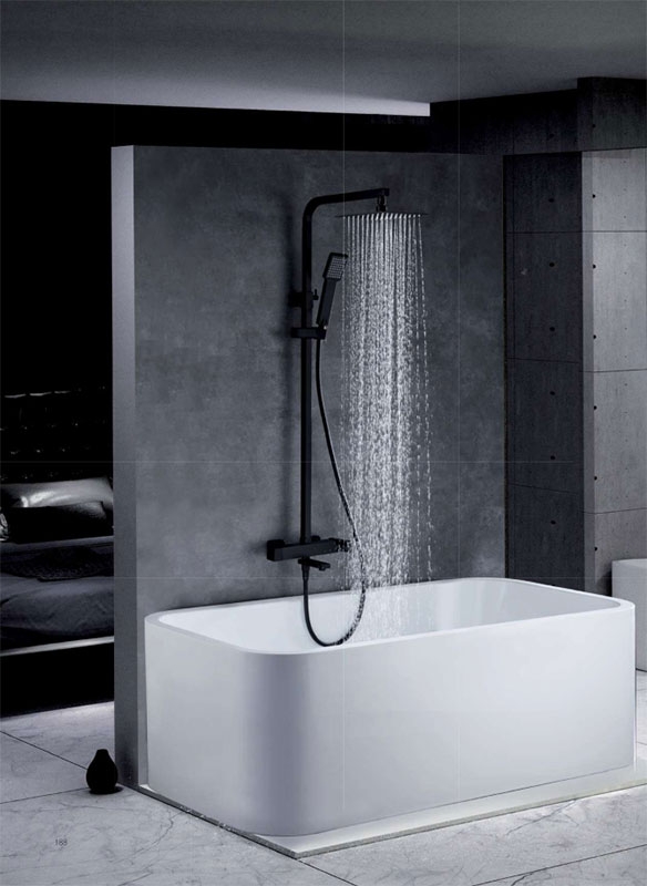 Barra de ducha y baño Fiyi Negro Mate