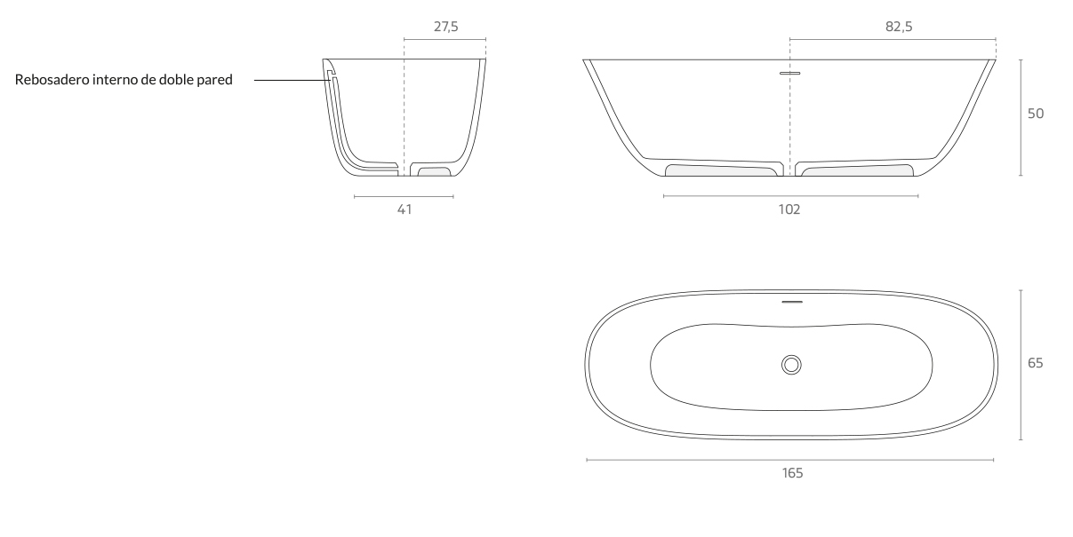 Medidas Ba&ntilde;era exenta sin empotrar Nuovvo Ladoga