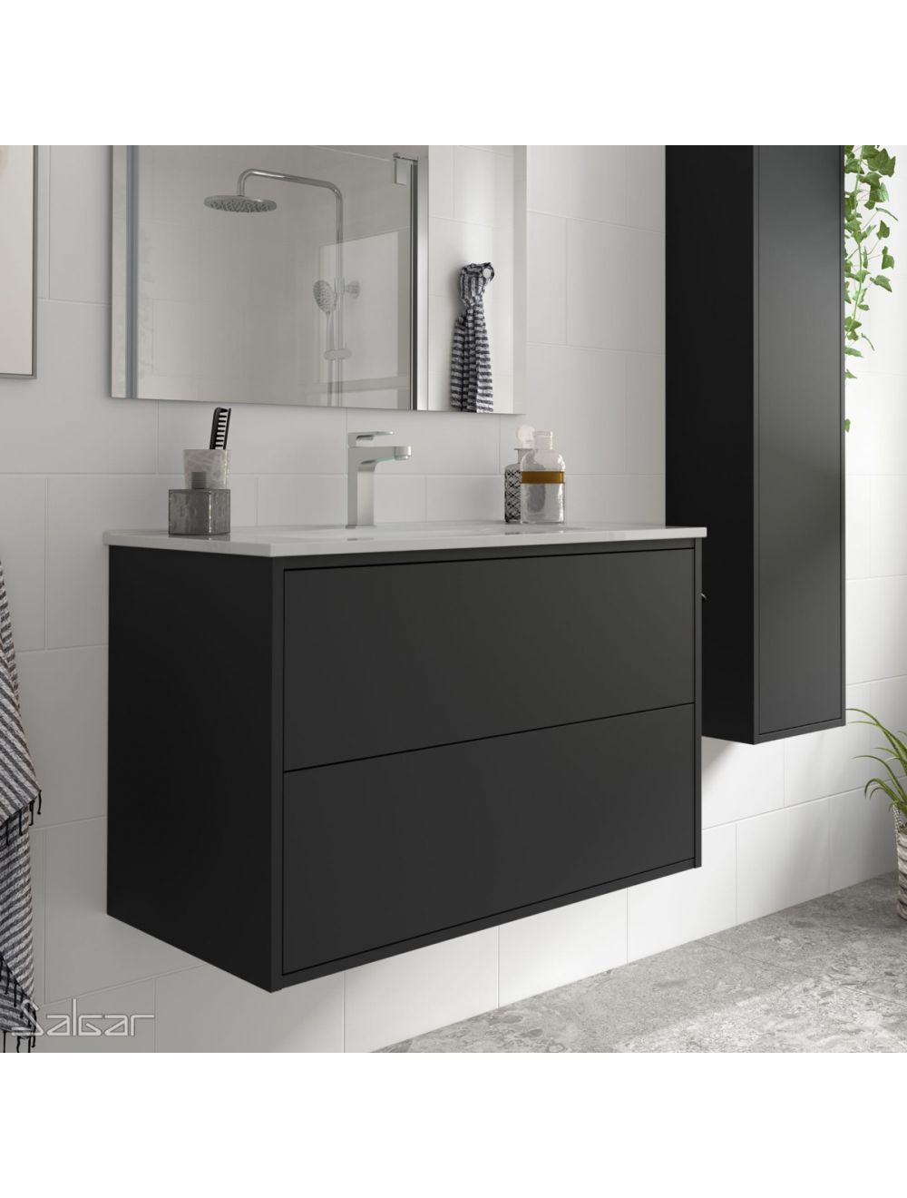 Mueble de baño con lavabo OPTIMUS sobre encimera de SALGAR al