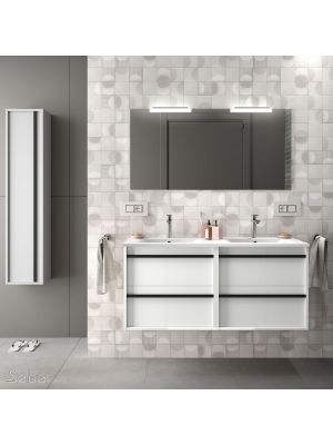 Oferta mueble 120 + 2 lavabos integrados + espejo Salgar Attila 1200. Blanco