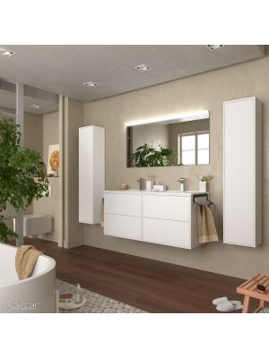 Mueble grande 4 cajones con 2 lavabos y espejo Salgar Optimus 1200. Blanco