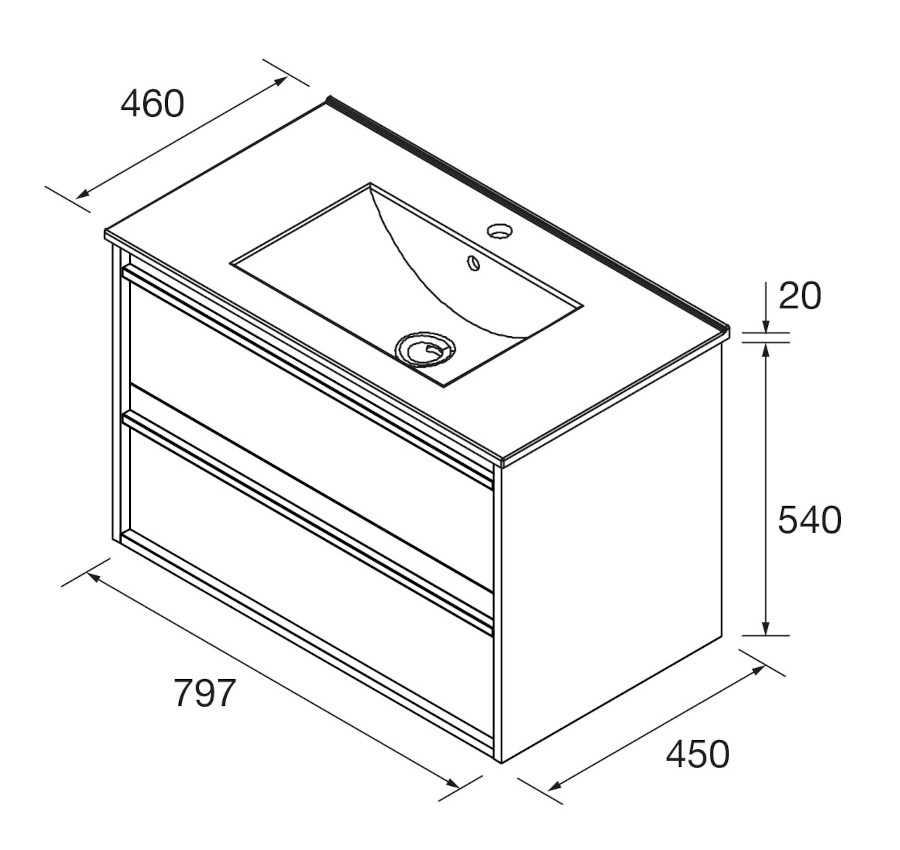 Medidas Mueble de baño Salgar Attila 800