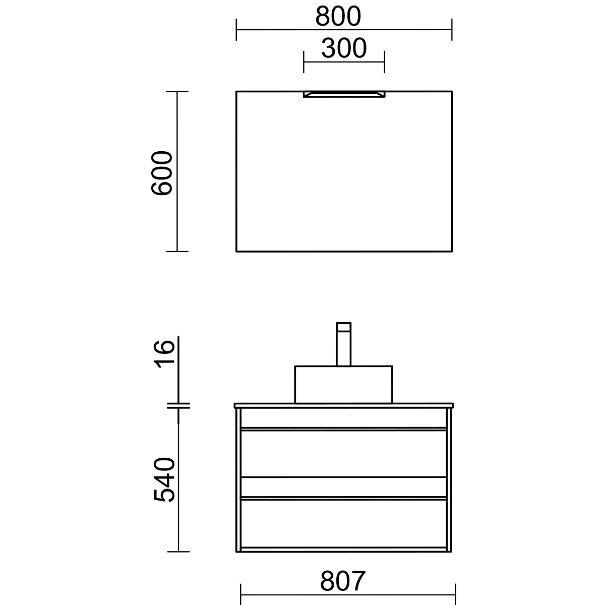 Medidas Mueble de baño Salgar Attila 800