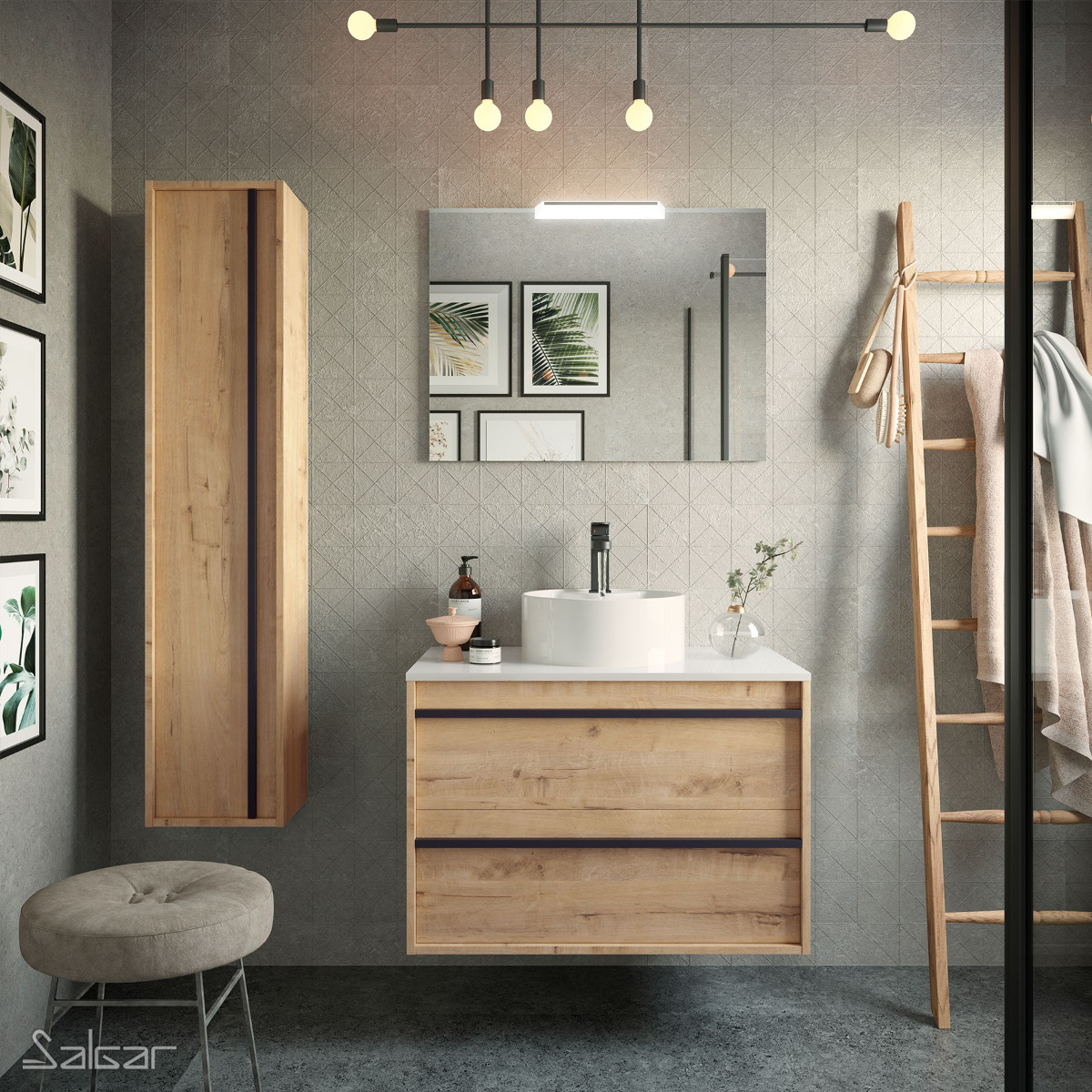 Mueble de baño Salgar Attila 800 Roble Ostippo