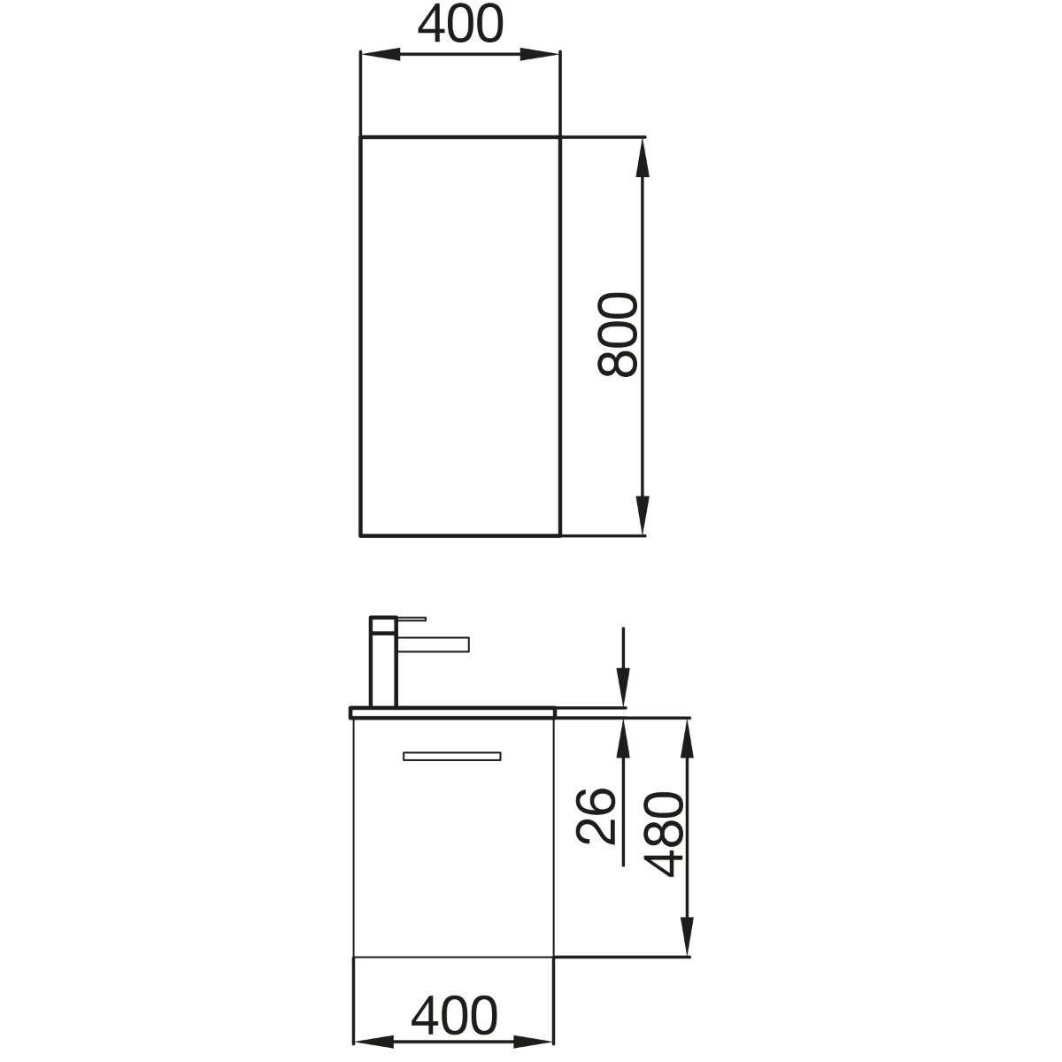 Medidas Mueble de baño Salgar MICRO 400