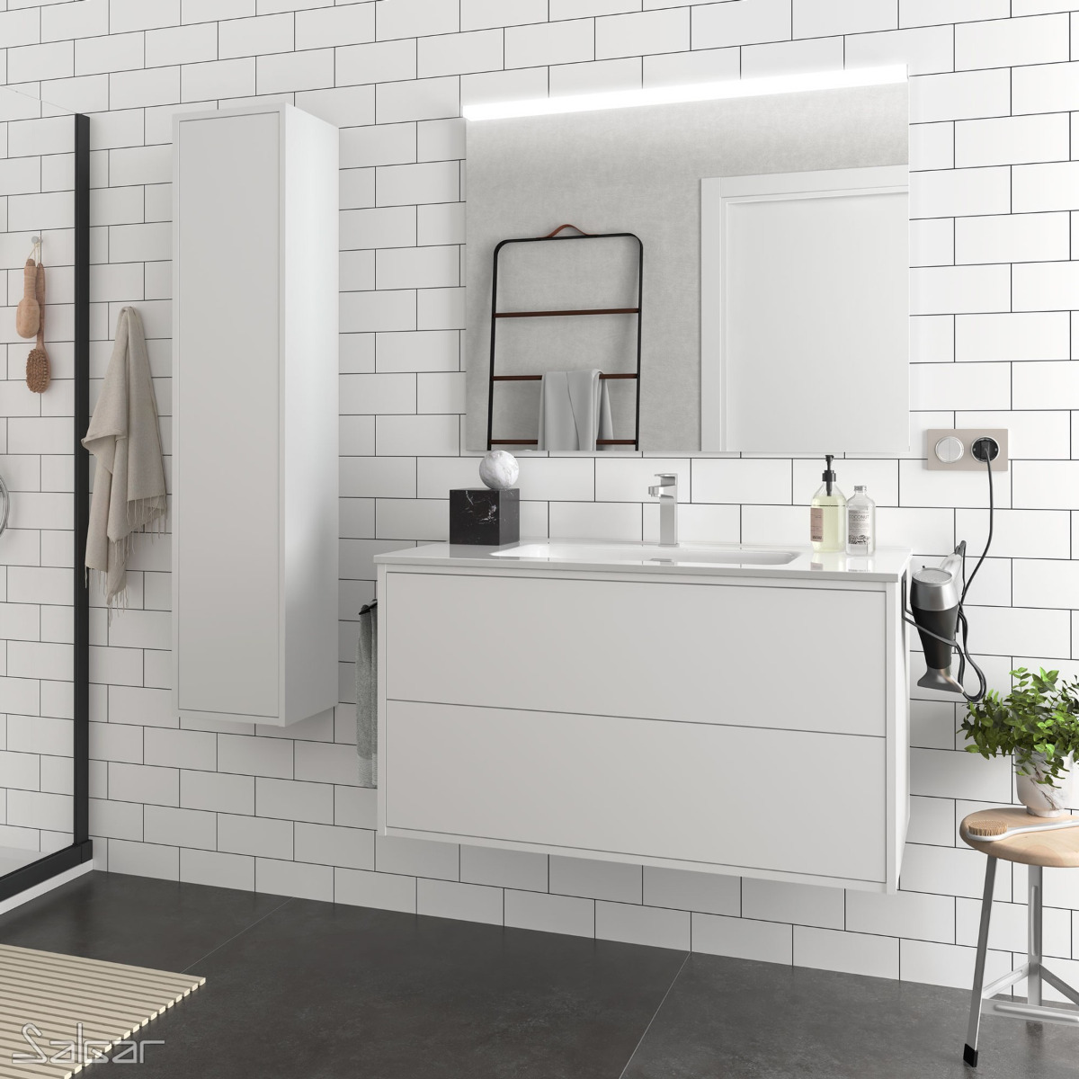 ▷ Mueble baño Salgar Optimus 800 con lavabo y espejo