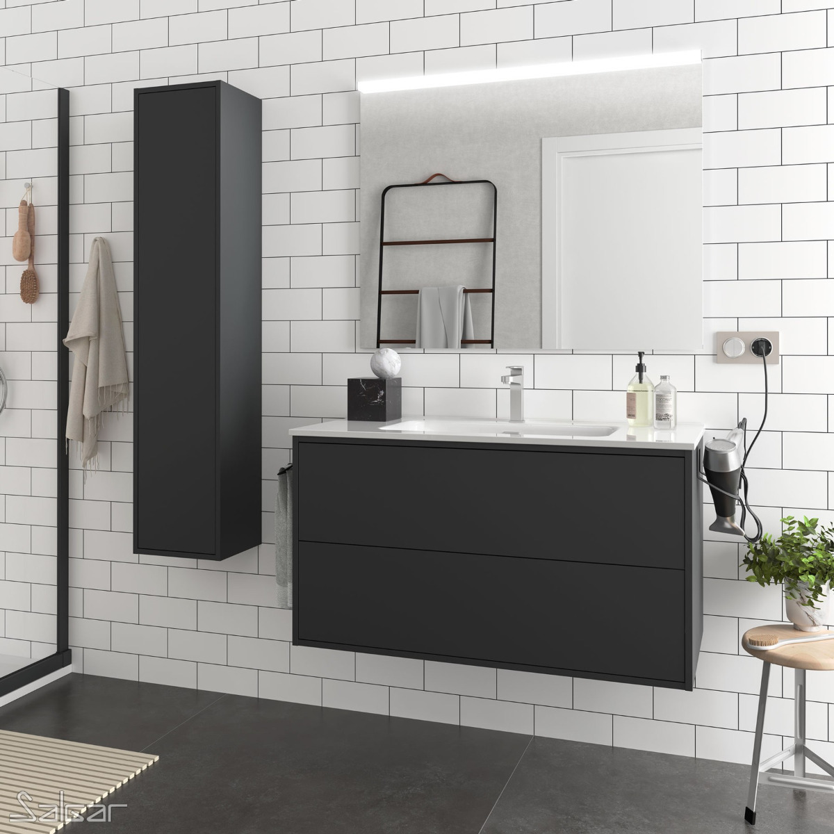 Mueble de baño Salgar Optimus 1000 Negro Mate