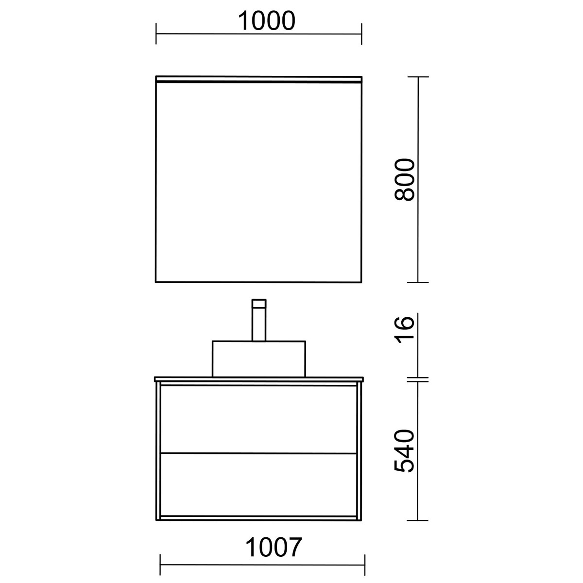 Medidas Mueble de baño Salgar Optimus 1000