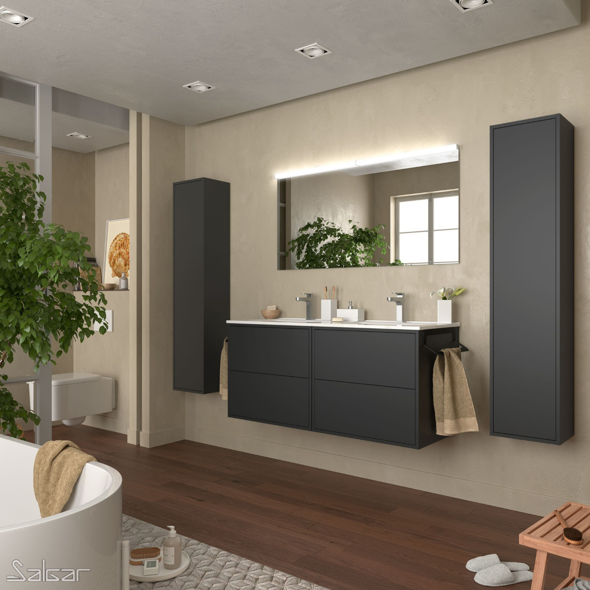 Mueble de baño Salgar Optimus 1200 Negro Mate