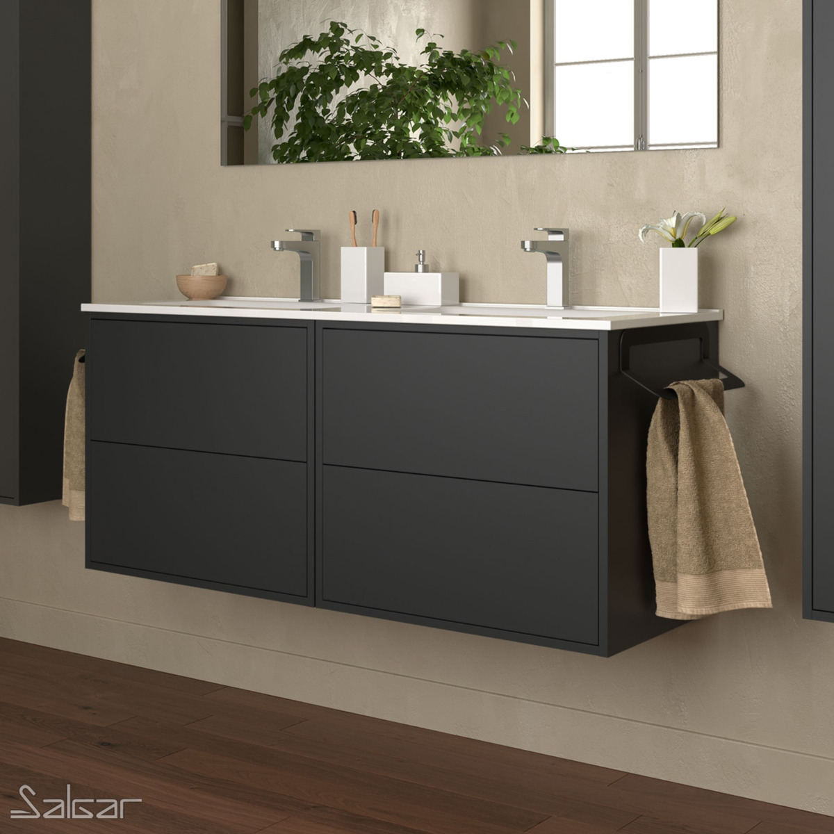 Mueble de baño Salgar Optimus 1200 Negro Mate