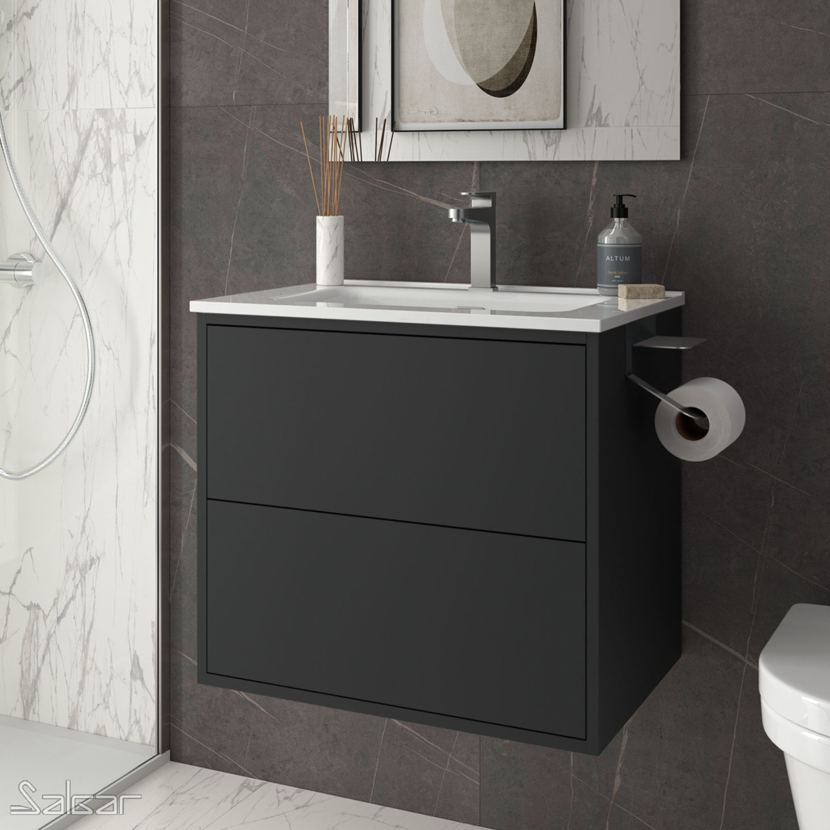Mueble de baño Salgar Optimus 600 Negro Mate