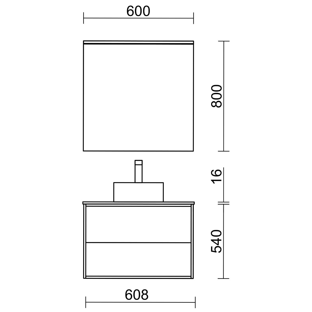 Medidas Mueble de baño Salgar Optimus 600