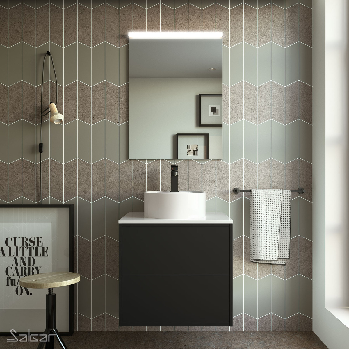 Mueble de baño Salgar Optimus 600 Negro Mate