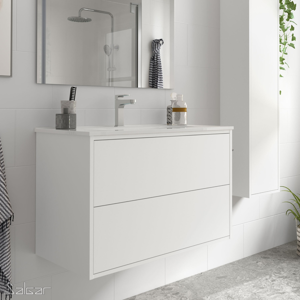Mueble de baño Salgar Optimus 800 color Blanco mate